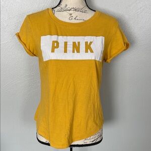 PINK Victoria's Secret Mustard Short Sleeve Tee